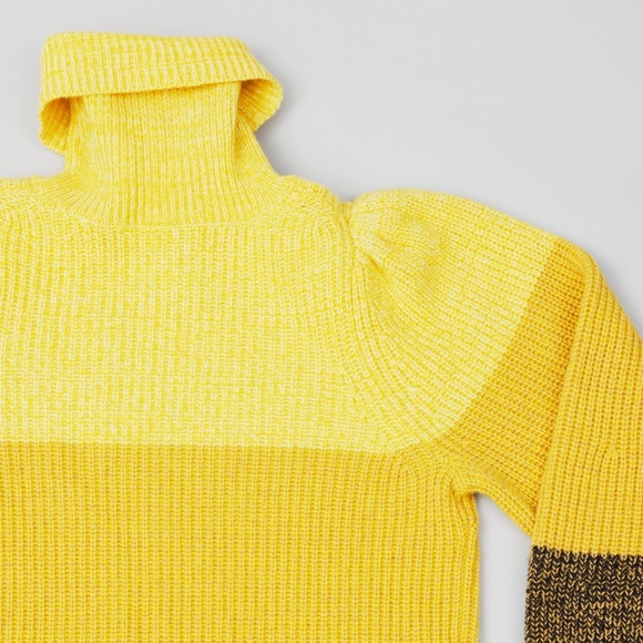 ALC Yellow Mustard Color Block Turtleneck Sweater - Picture 7 of 7